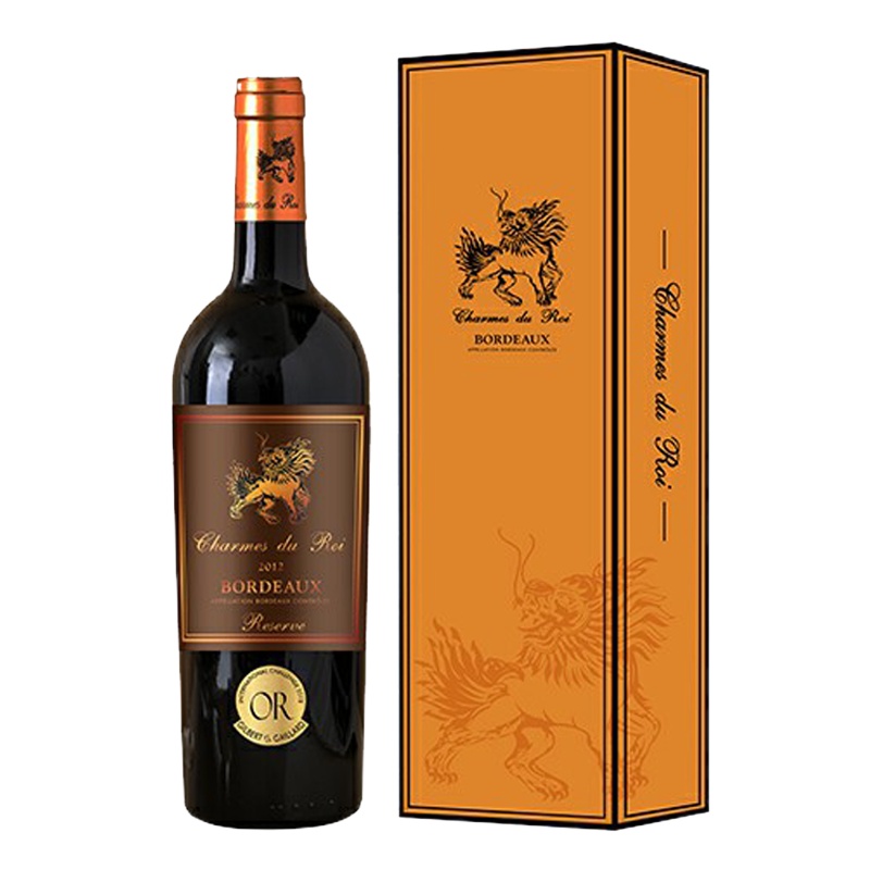 法国原瓶进口红酒 麒麟国王波尔多珍藏干红葡萄酒750ml单支礼盒装