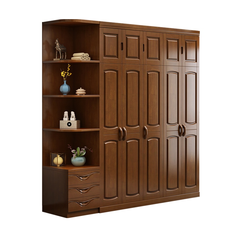 月影梳桐实木衣柜中式大衣柜经济型3456门木质卧室大衣橱简约卧室现代家具
