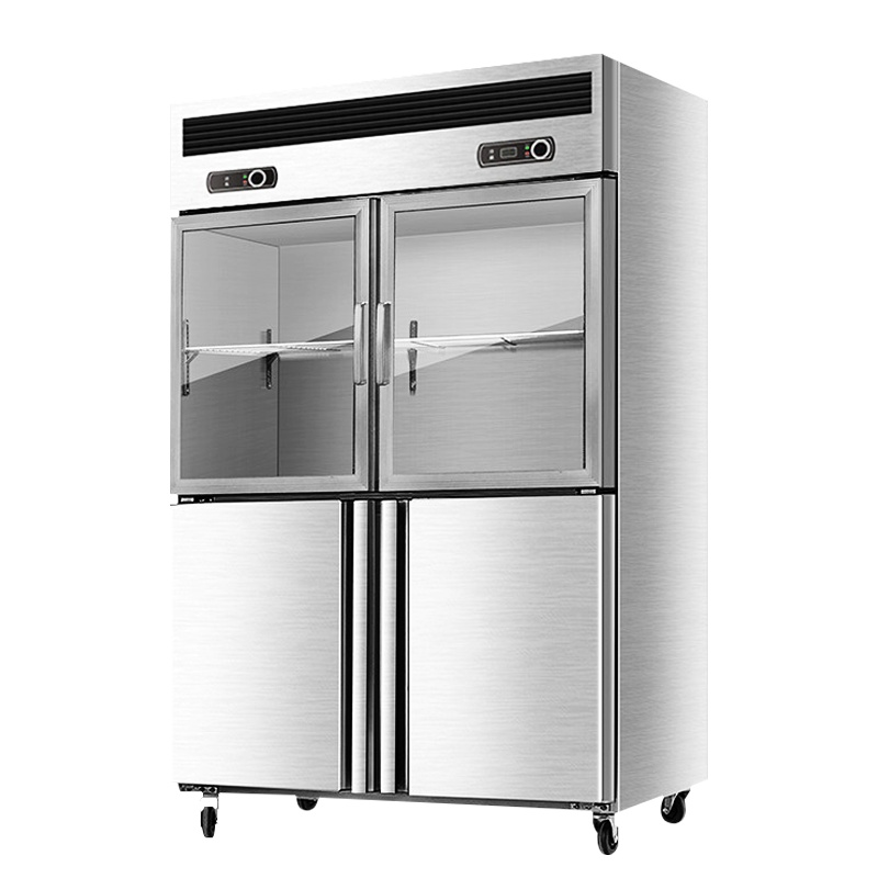 埃利斯（AILISI）898L不锈钢厨房冰箱 商用冷柜冰柜 全铜管立式展示柜 四门上玻璃 冷藏柜BC-898FBT