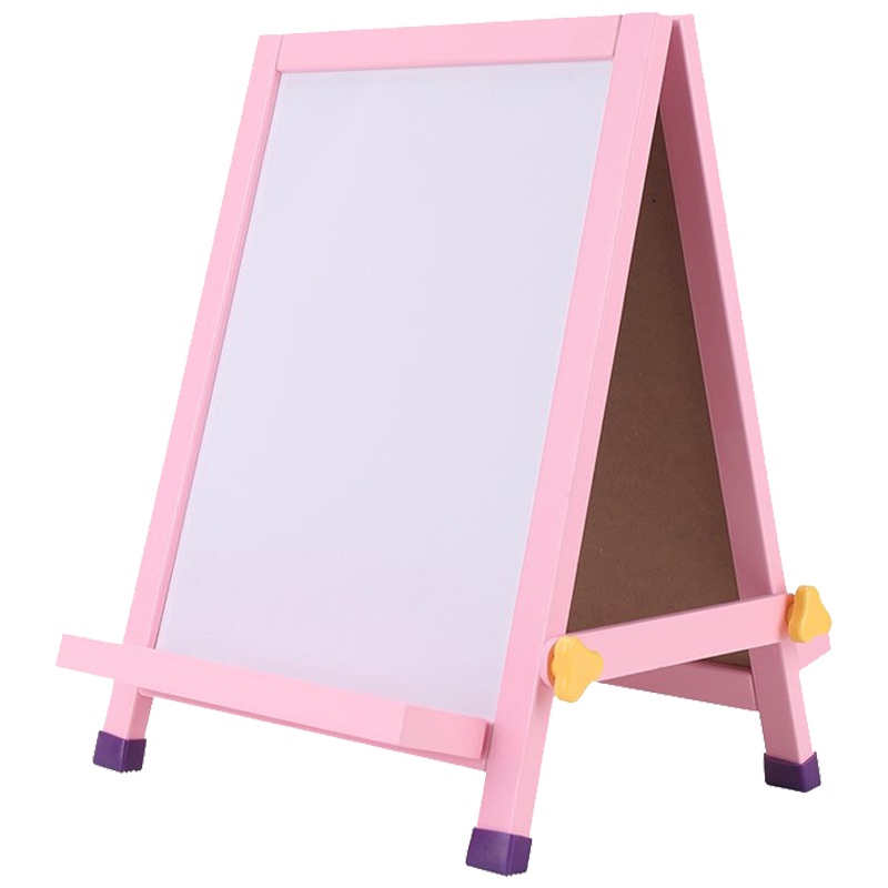 得力(deli)8776桌面型双面儿童白板 粉红 460*400mm 早教木画架 书写画板 白板黑板 白板