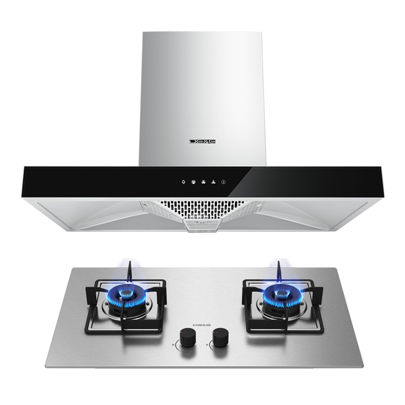 德意(DE&E)20立方欧式大吸力烟灶套餐 触控式抽油烟机烟灶套装851T+301G(需液化气详询客服)