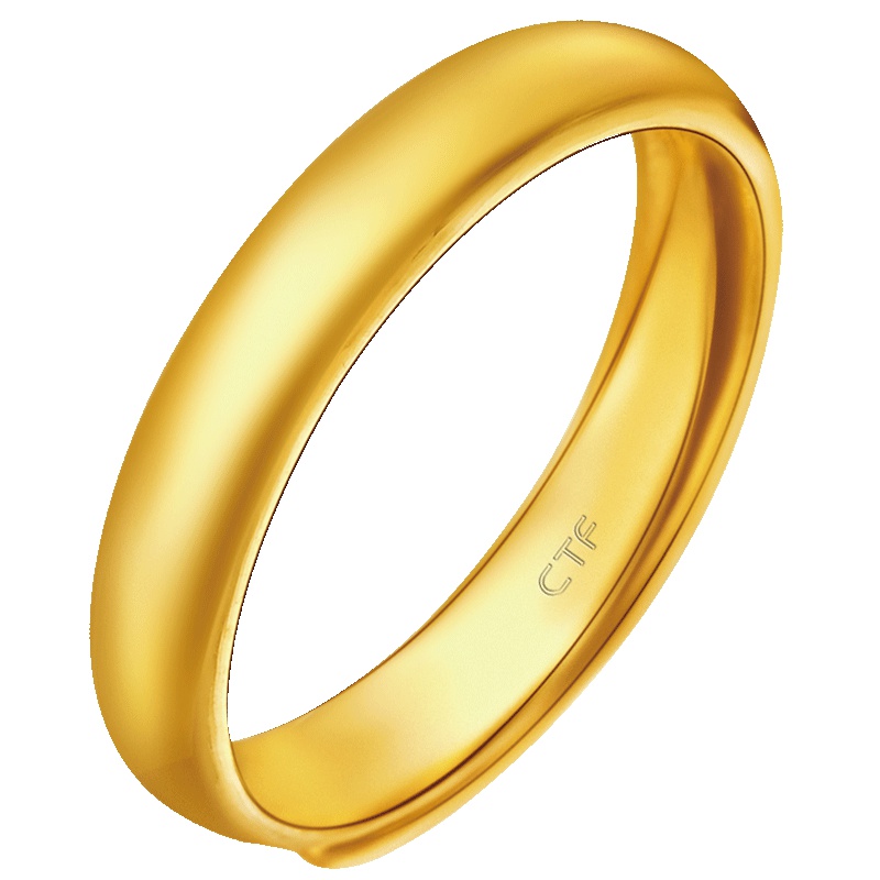 周大福珠宝首饰简约光身足金黄金戒指计价（足金工费88元）F30806