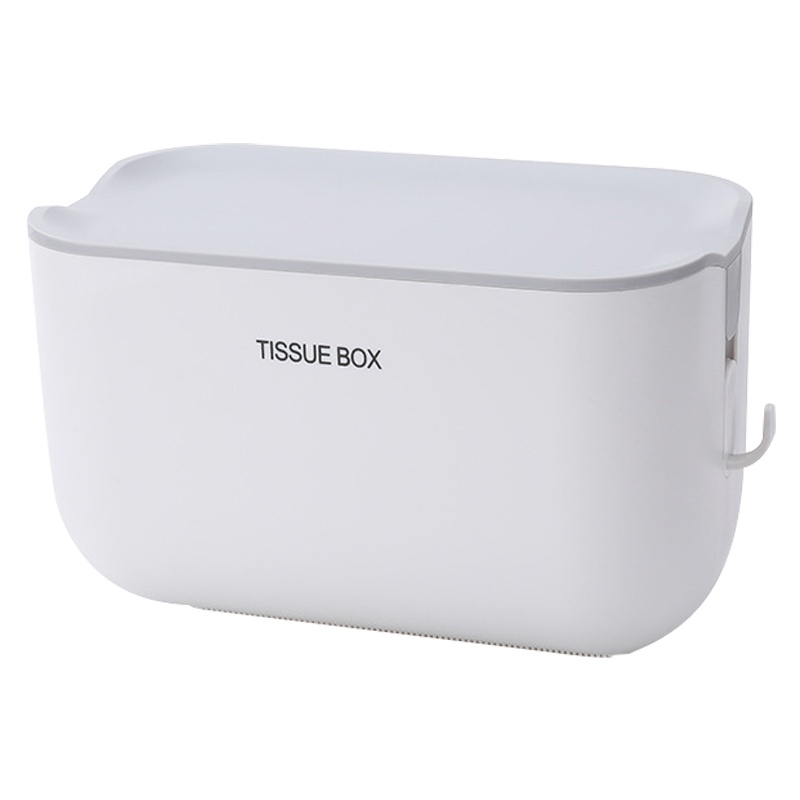 弘拜 卫生间免打孔多功能纸巾盒家用 创意防水抽纸卷纸筒 卫生间收纳置物架北欧简约小号白色
