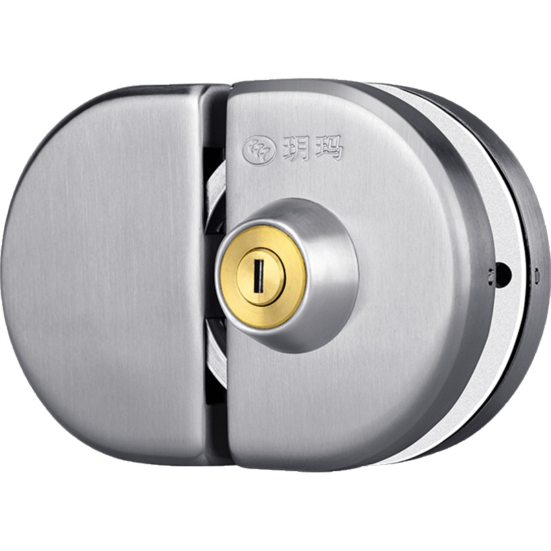 玥玛玻璃门锁双开门免开孔推拉单门锁不锈钢移门锁