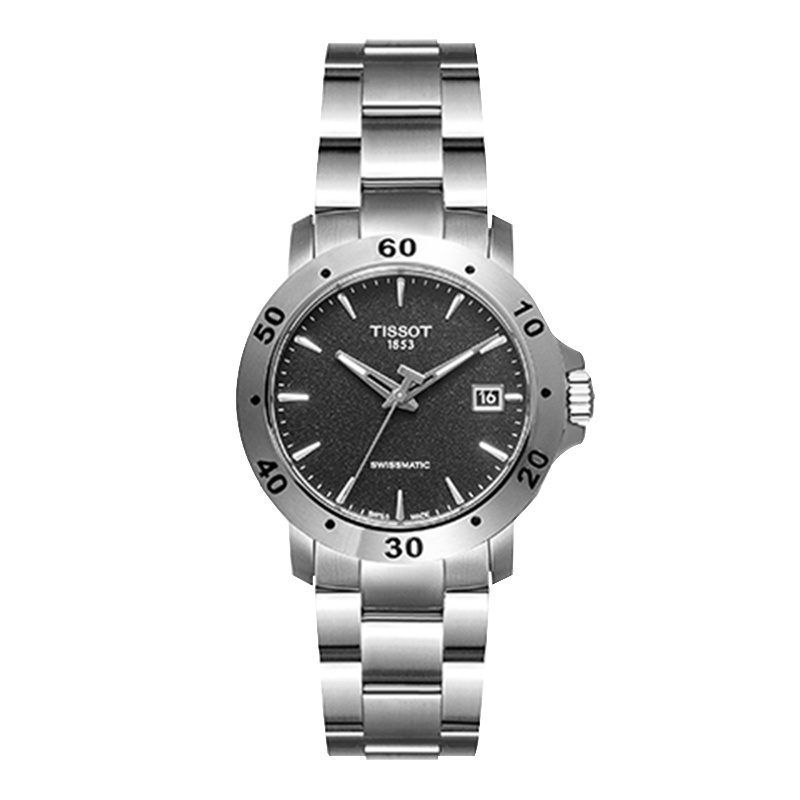天梭(TISSOT)瑞士手表 炫酷黑盘运动休闲质感独特 V8系列钢带男士机械表T106.407.11.051.00