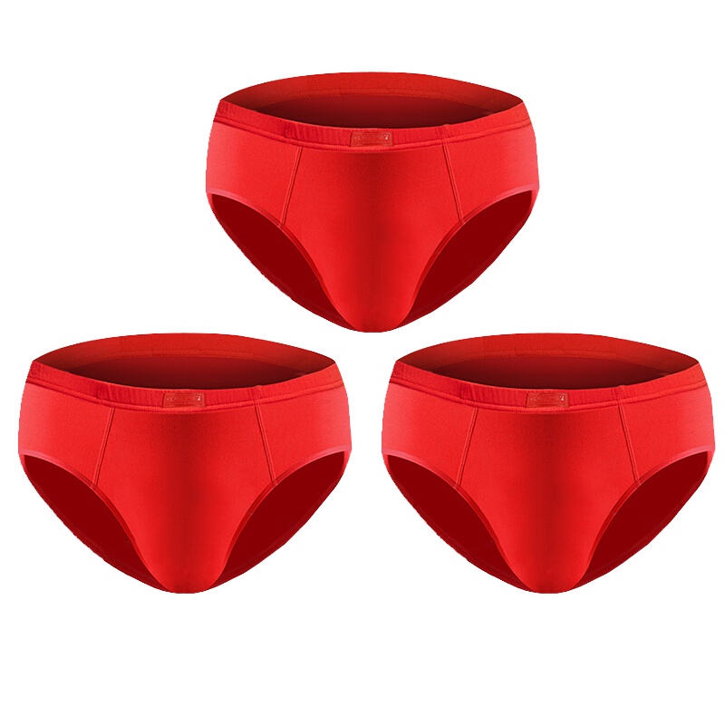 花花公子内裤男士大红内裤男加大加肥三角裤本命年鸿运结婚礼物男生大码三角裤衩5015-3条礼盒装