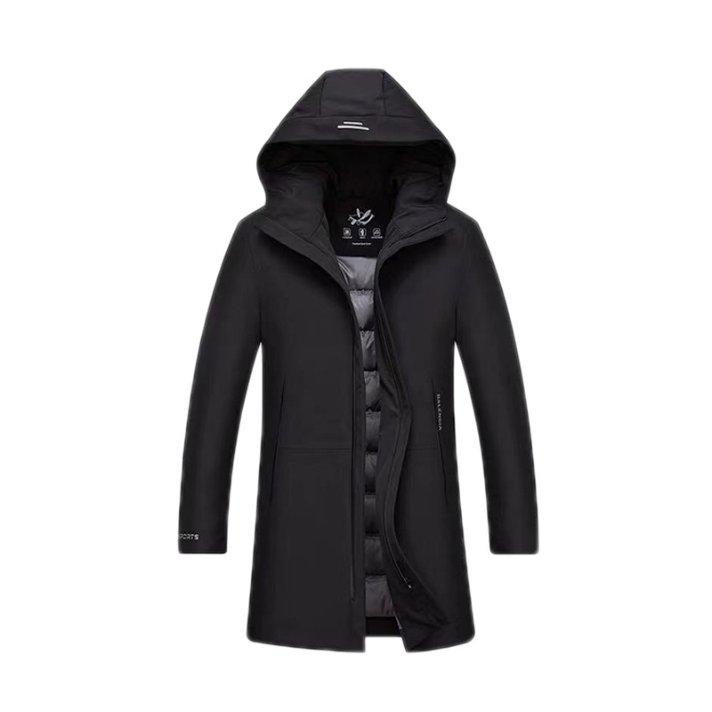 花花公子（PLAYBOYICON） 羽绒服男中长款秋冬时尚休闲青年男士连帽羽绒服