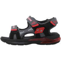 【自营】skechers斯凯奇正品童鞋夏季男小大童闪灯凉鞋运动鞋90555L 90555L/BGRD黑色+炭灰色+红色