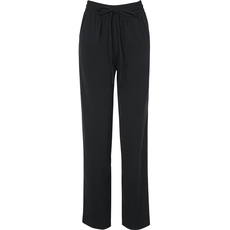 晚白2021春季新品通勤简约百搭松紧高腰休闲常规直筒西裤长裤女