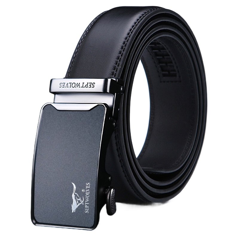 七匹狼自动扣皮带 男士真皮正装腰带 牛皮商务自动扣裤带配西装