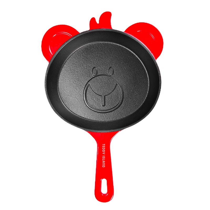 南极人小熊珐琅铸铁煎锅25cm外红内黑NJR-FL004
