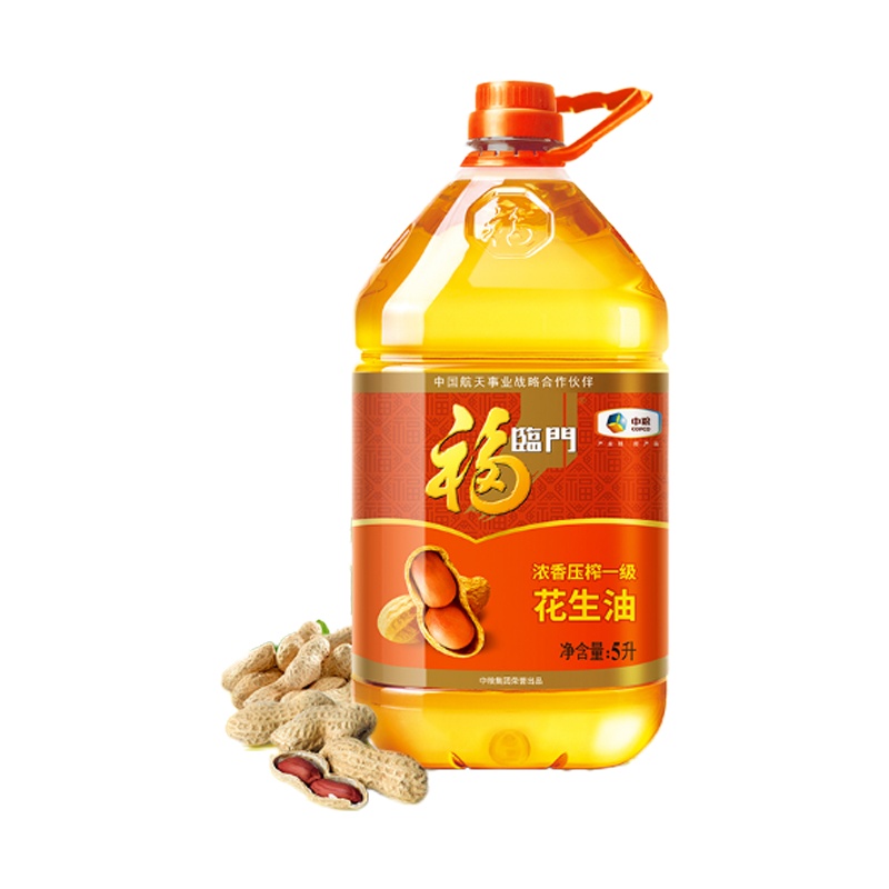 中粮福临门浓香花生油5L/桶家用食用油物理压榨一级大花生