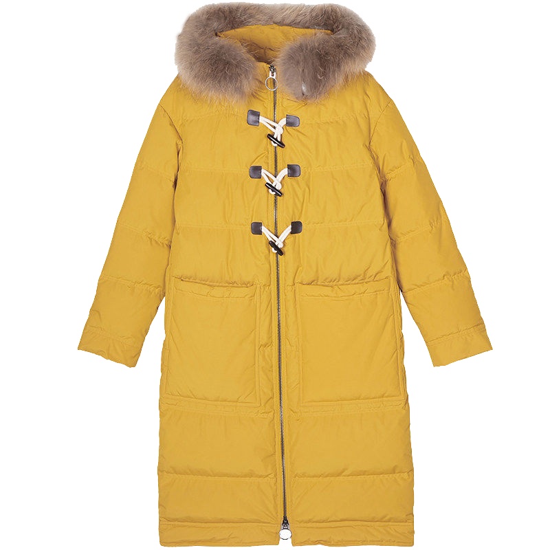 上新拉夏贝尔candie's冬季新款直筒显瘦中长毛领修身羽绒服女30084370