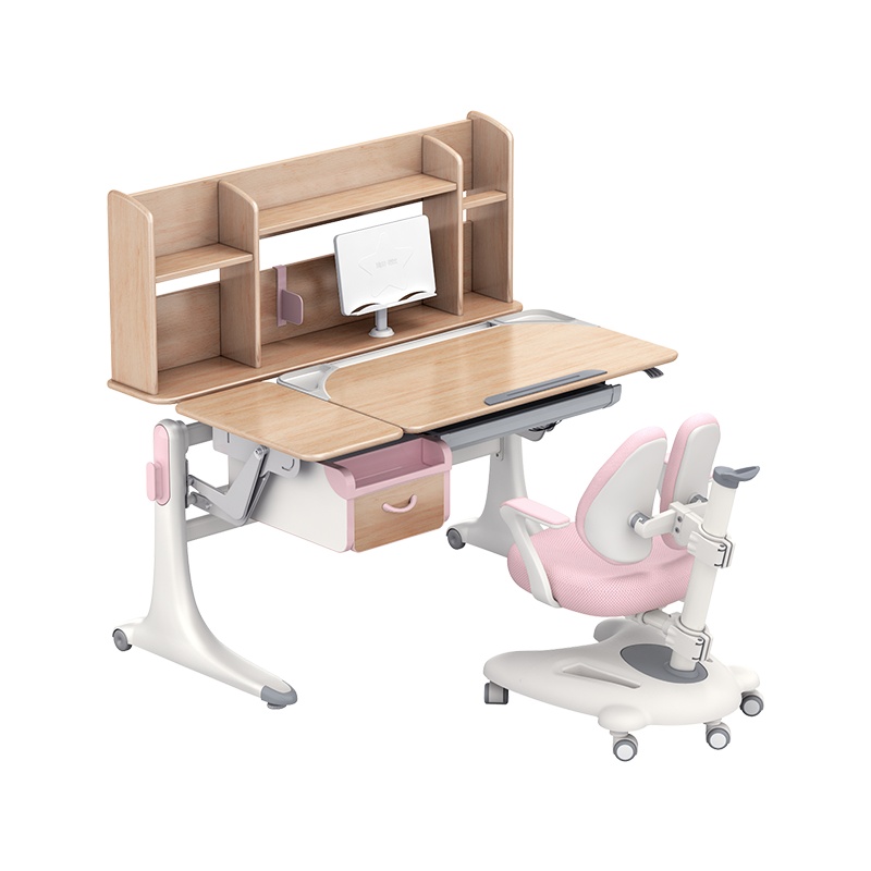 法兰芭比好学童榉木儿童学习桌小学生实木书桌 可升降 课桌椅套装