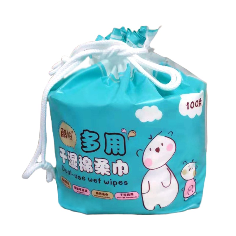 酷帕(Copu)干湿两用 便捷装棉柔巾 100抽干巾卷筒绿包*6包