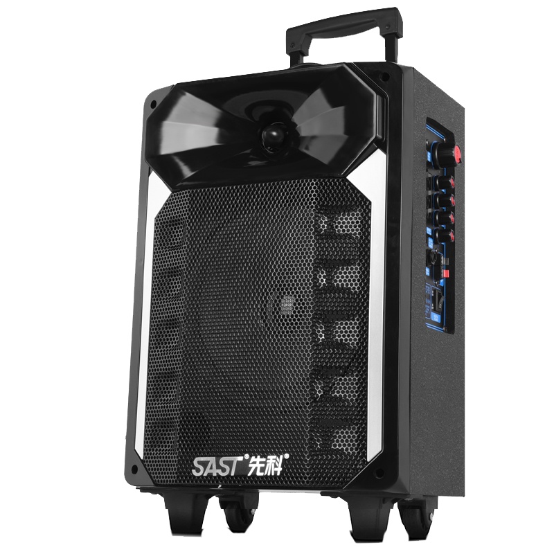 先科(SAST) 8英寸便携式广场舞音响 户外蓝牙插卡拉杆音箱 大功率低音炮K歌无线麦克风扩音器