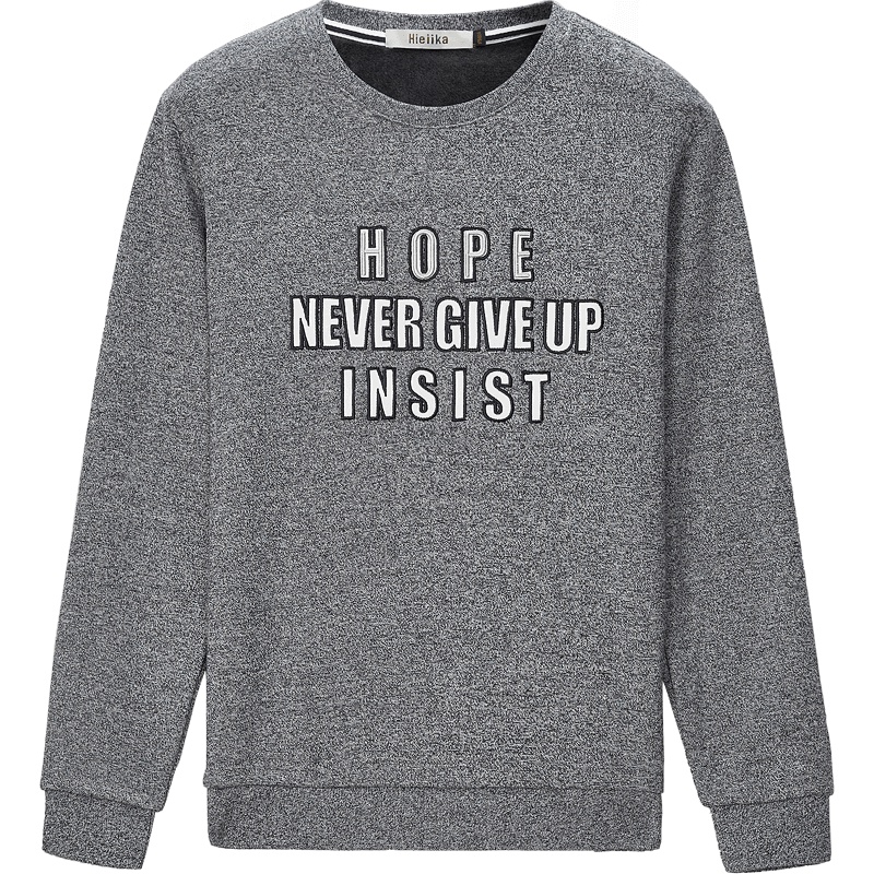 海一家2019冬季个性字母装饰加绒加厚基础休闲卫衣男