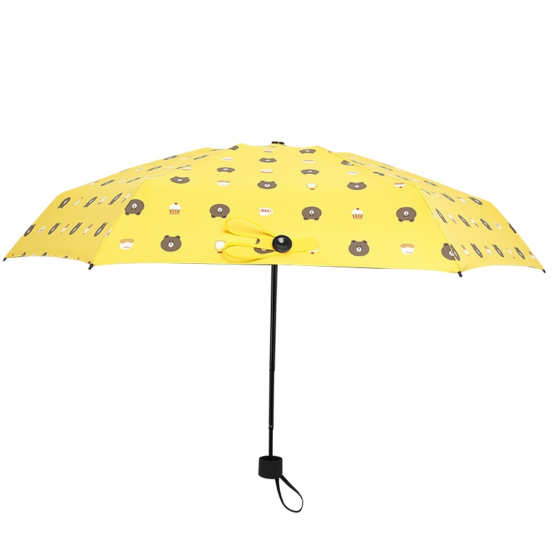 迷你折叠伞 XTL268 6K*53.5cm碰击布黑胶口袋伞五折伞多熊广告伞 (把)