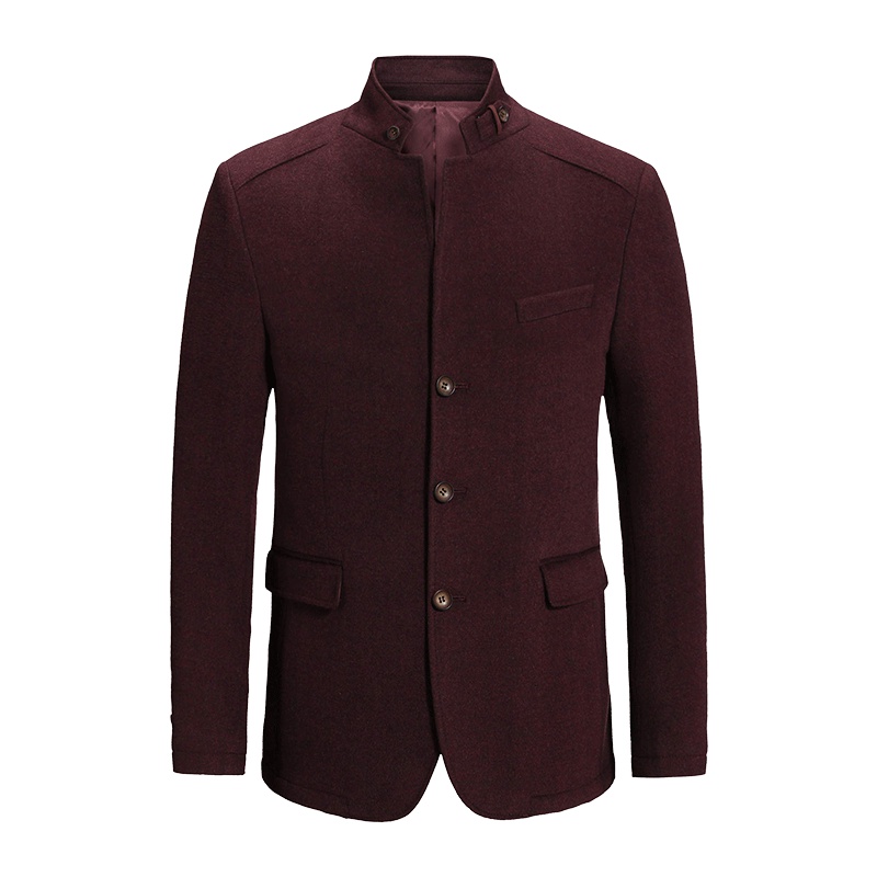 Youngor/雅戈尔 男士春装暗红素色时尚立领含羊毛西服E038