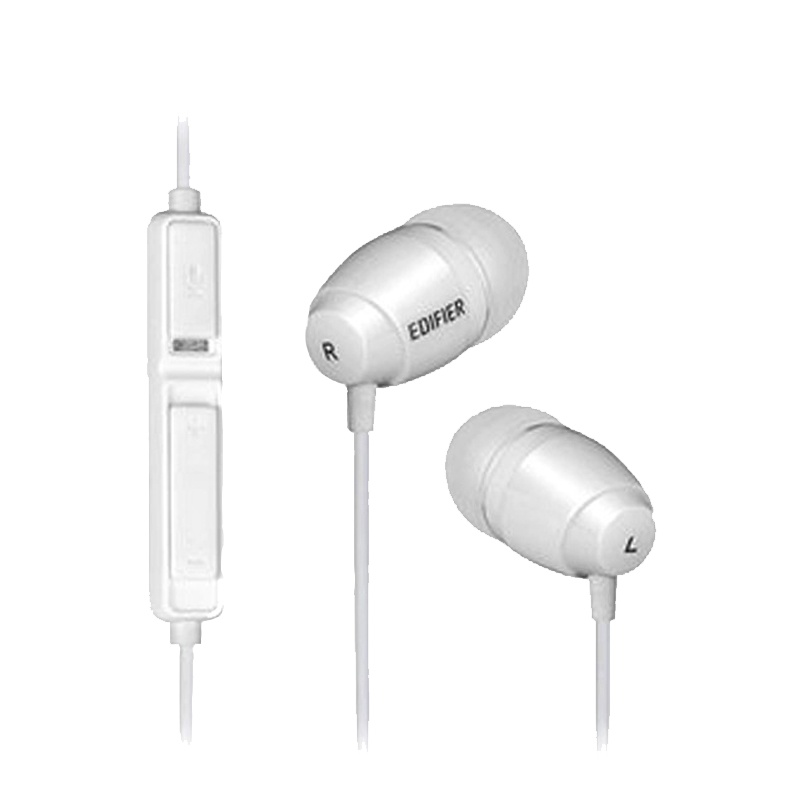 Edifier/漫步者 K210台式电脑3.5mm插孔有线耳机入耳式吃鸡游戏耳麦带话筒带麦 白色