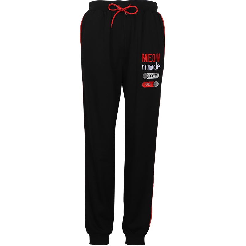 a02新款潮流字母印花刺绣侧边织带显瘦休闲裤女DTU6C0611PN