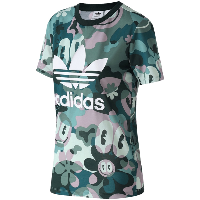 Adidas阿迪达斯三叶草女装运动休闲LOGO款圆领短袖DV2672