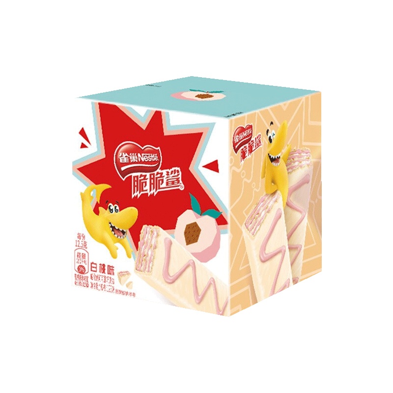雀巢(Nestle)脆脆鲨小闪充 儿童休闲零食 水果威化饼干123g白桃味 办公室零食