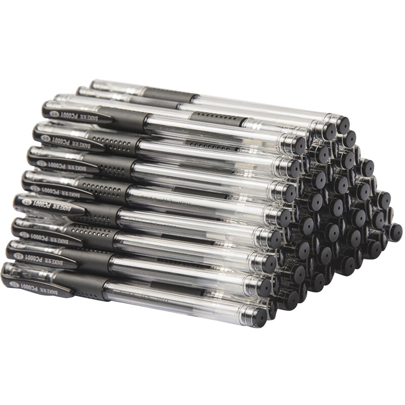 宝克(baoke)黑色中性笔PC0001学生用签字笔文具用品批发签名笔水性笔芯 60支量贩装 0.5mm