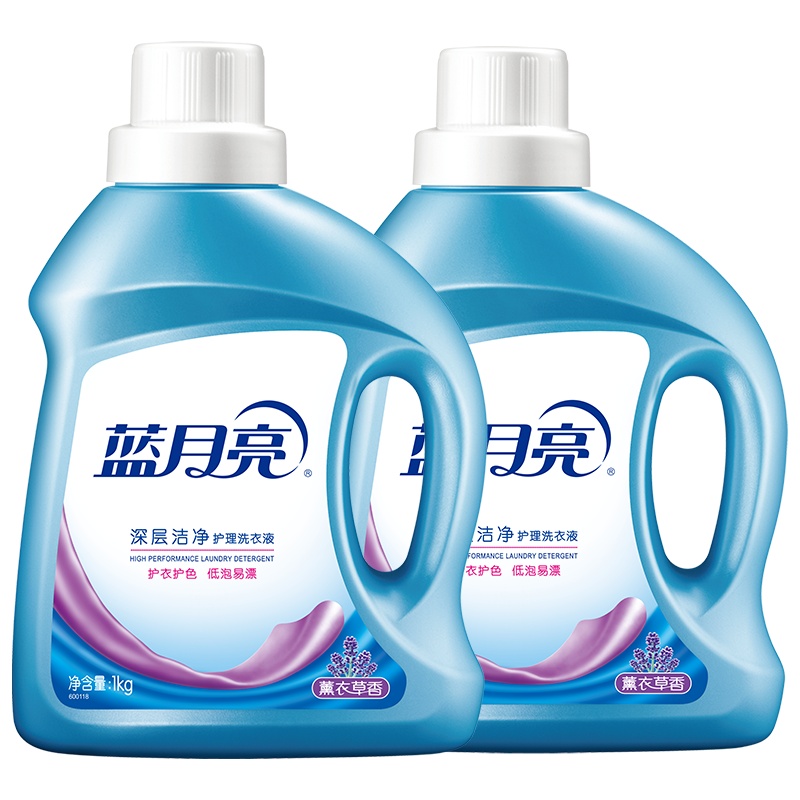 [免邮]蓝月亮 深层洁净护理洗衣液组合1kg×2瓶 薰衣草香 强效去污 护衣护色 低泡易漂 温和不伤手