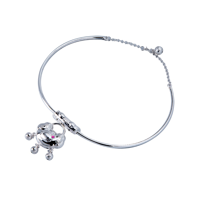 金一 足银S999KT猫项圈儿童足银项链项圈送小孩送男女婴儿出生满月 (定价)BFH004 银色