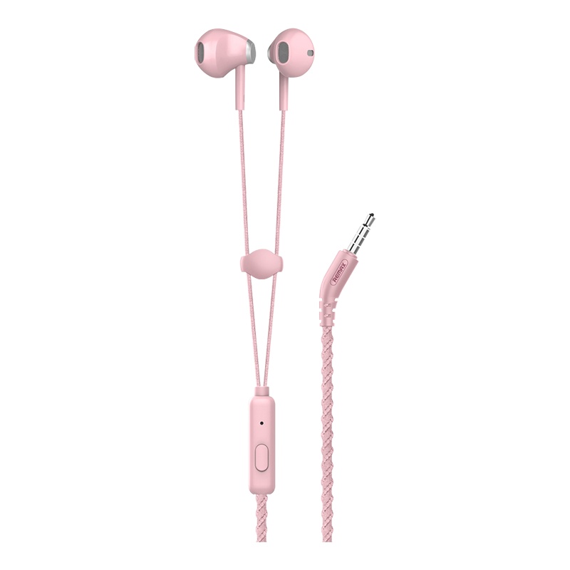 REMAX 手链式音乐通话耳机3.5mm接口 华为 小米安卓手机连线入耳耳机 粉