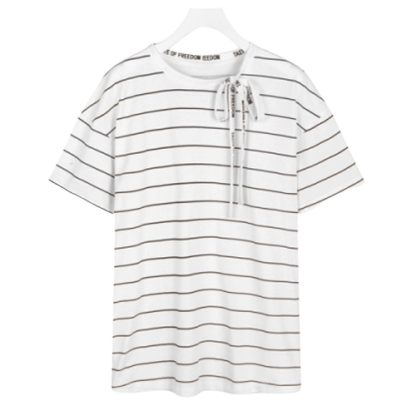 【专柜同款】拉夏贝尔条纹短袖T恤女夏新款韩版百搭ulzzang休闲宽松上衣潮20012170