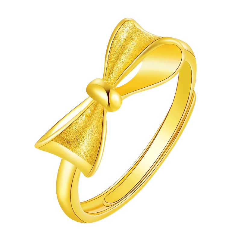 壹仟俩 黄金戒指足金999戒指女士金蝴蝶结女戒活口开口戒指告白计价黄金饰品