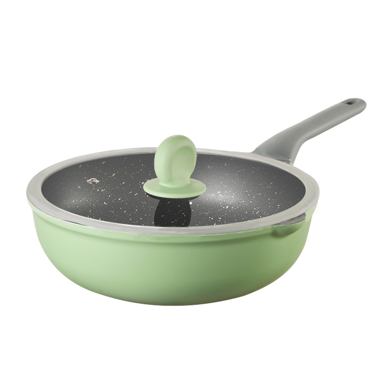 炊大皇炒锅平底麦饭石不粘锅蒸炒锅多用锅无油烟省油炒菜锅家用炒小米饭大勺电磁炉通用锅 32CM