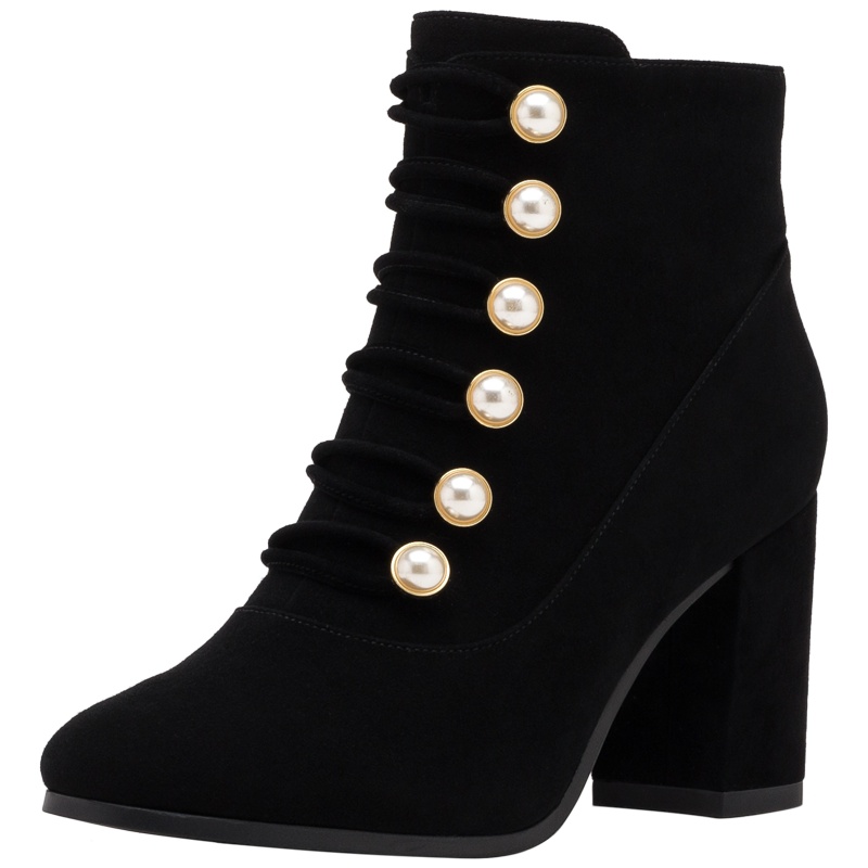 星期六(ST&SAT)尖头高跟粗跟珠饰短靴女靴SS93116092