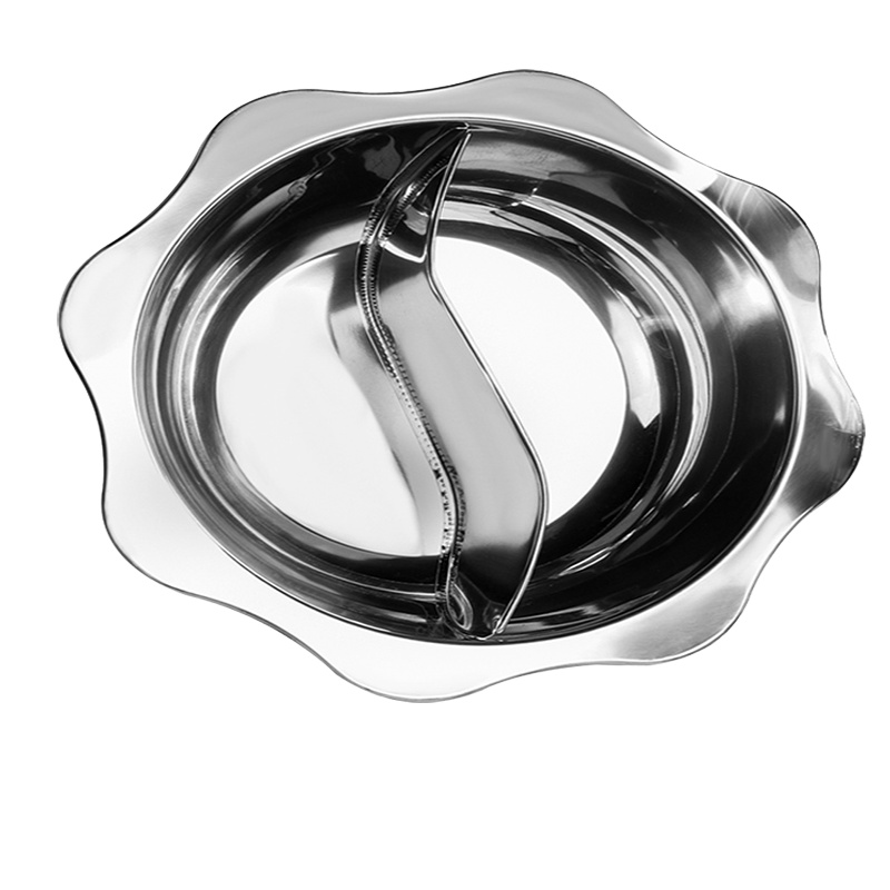 烘焙精灵 鸳鸯锅火锅电磁炉专用不锈钢火锅盆家用大容量火锅锅八角锅清汤锅 34cm鸳鸯锅(7-10人用配立式豪华玻璃盖)