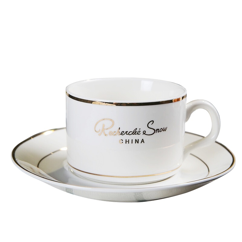乐享 陶瓷咖啡杯套装金边创意3件套骨瓷杯碟勺 英伦风情
