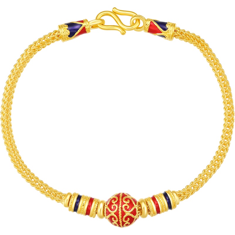 周大生黄金手链女新款999足金手链如意珠金链子正品送女友