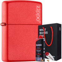 ZIPPO芝宝打火机红哑漆礼盒套装ZIPPO芝宝正版打火机 煤油 防风ZCBEC-62