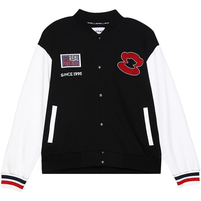 大嘴猴春秋季棒球服女新款盐系外套ins潮新款秋冬 S 黑色