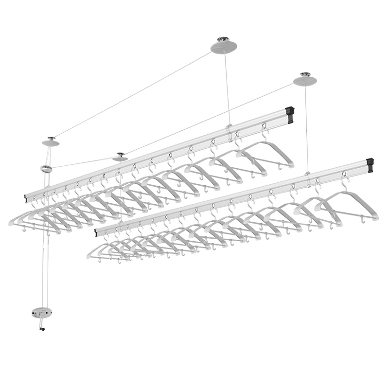郁金香阳台升降晾衣架手摇双杆式晒被架