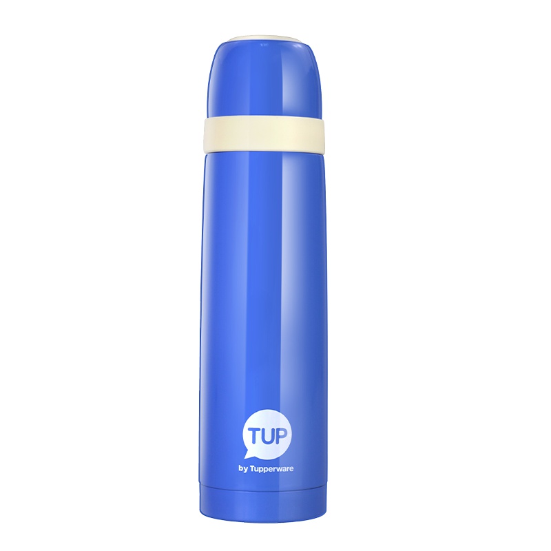 特百惠(Tupperware)保温杯500ml 男女士便携不锈钢真空保温瓶学生儿童水杯杯子 细砂蓝