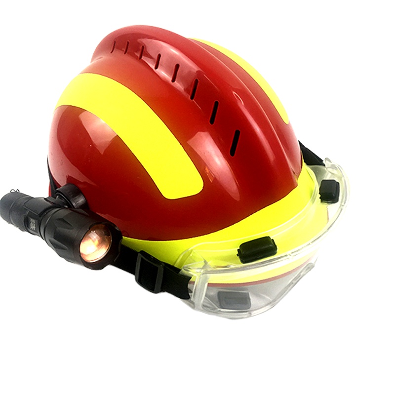 抢险救援头盔配护目镜 消防员安全帽红色防护头盔配护目镜