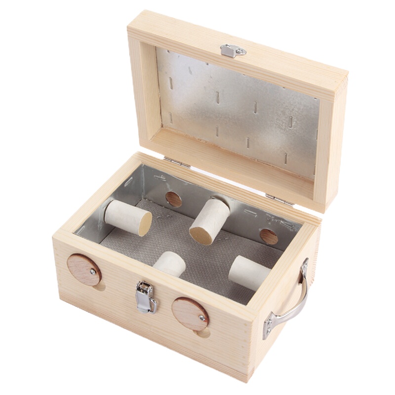 卜吻中医保健 艾灸盒 艾灸艾柱艾条木制艾熏盒随身灸家用六孔艾条盒单孔艾灸罐 掀盖四插灸盒 送10粒艾柱+图