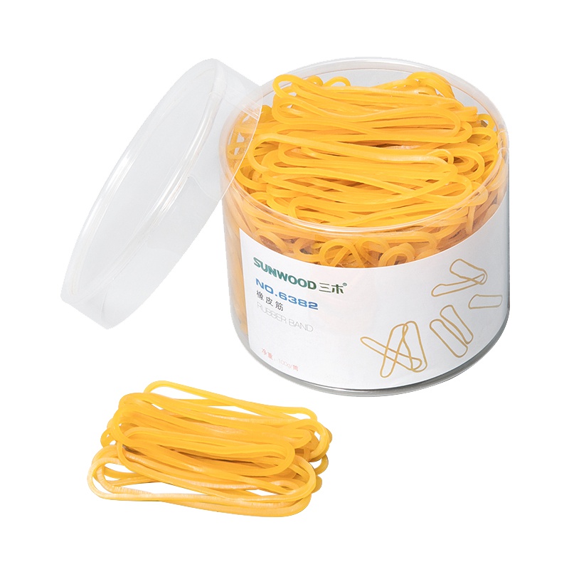三木(SUNWOOD)三木 橡皮筋6382 牛皮筋弹簧办公用品发饰 100g/筒 橡胶圈