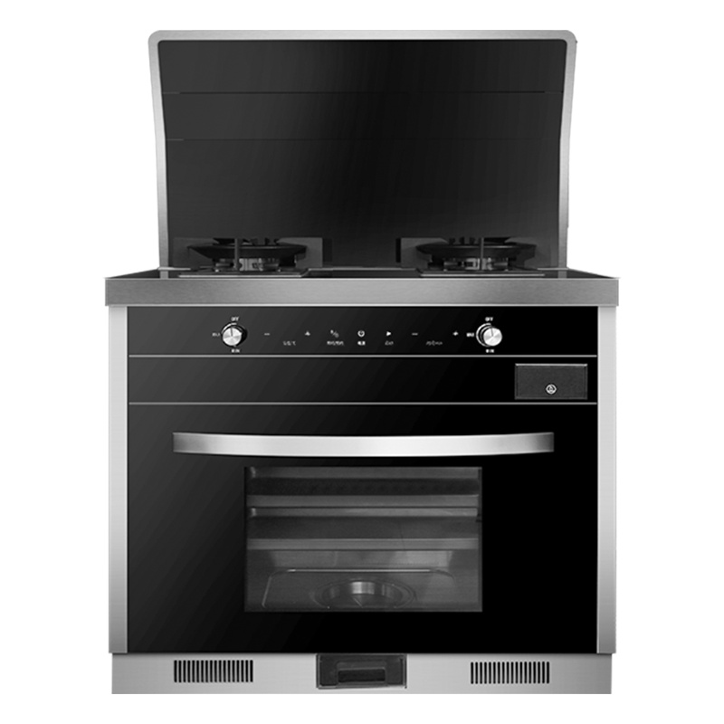 欧尼尔 OUNIER LX9-BZ侧吸式环保灶变频电机自动清洗顶部热菜烟灶联动 蒸箱款 21立方 液化气集成灶