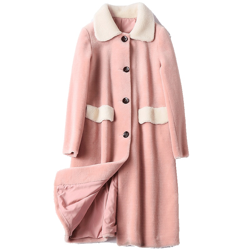 憨厚皇后羊剪毛皮草大衣女长款韩版羊毛外套2019春季新款时尚风衣