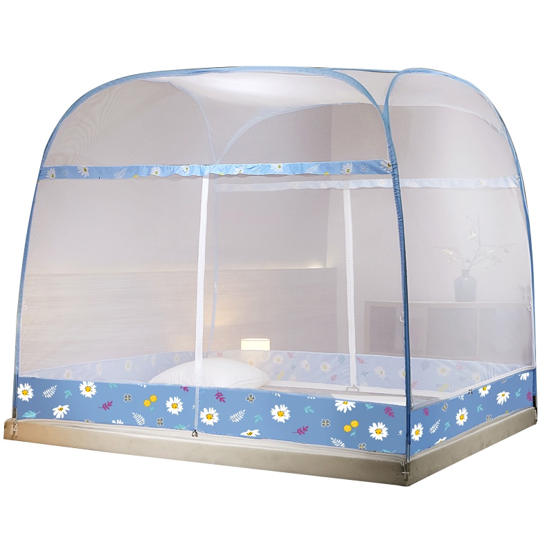 泰念(Tai nian) 2021新款简约风双开门蒙古包蚊帐1.8m双人家用学生宿舍单/双人大空间双开门方顶蚊帐