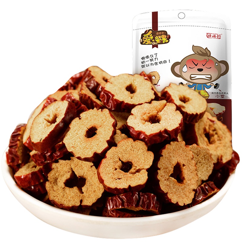 [榛海堂 甜脆红枣干110g]袋装红枣片无核枣制品泡茶水脆枣干酥脆干吃灰枣即食办公室休闲零食网红特色小吃