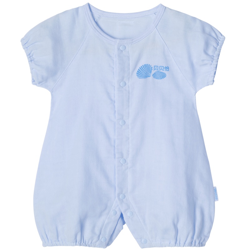 贝贝怡纯棉纱布哈衣夏季婴儿短袖透气连体衣新生儿连身衣BB1149